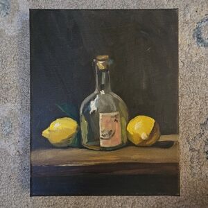 Vintage 8x10" Oil Painting. Lemon Still Life